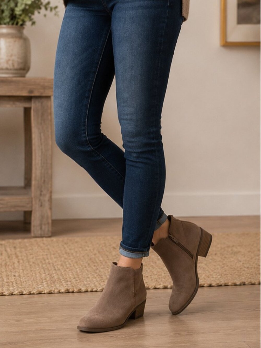 Torrid Taupe Faux Suede Ankle Booties 9W Wide Width NWOT Cushioned Chelsea Zip